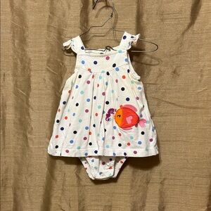 Carter's White Polka Dot Infant Romper with Multicolor Dots